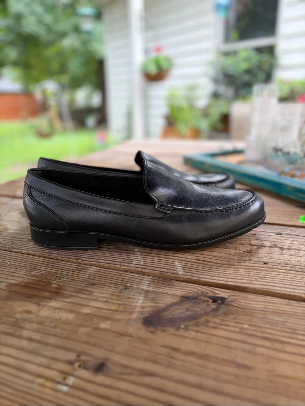 Rockport Men's Black Leather Slip-On Loafers - Classic Moc Toe